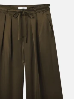 Long Silk Trouser in Rich Military