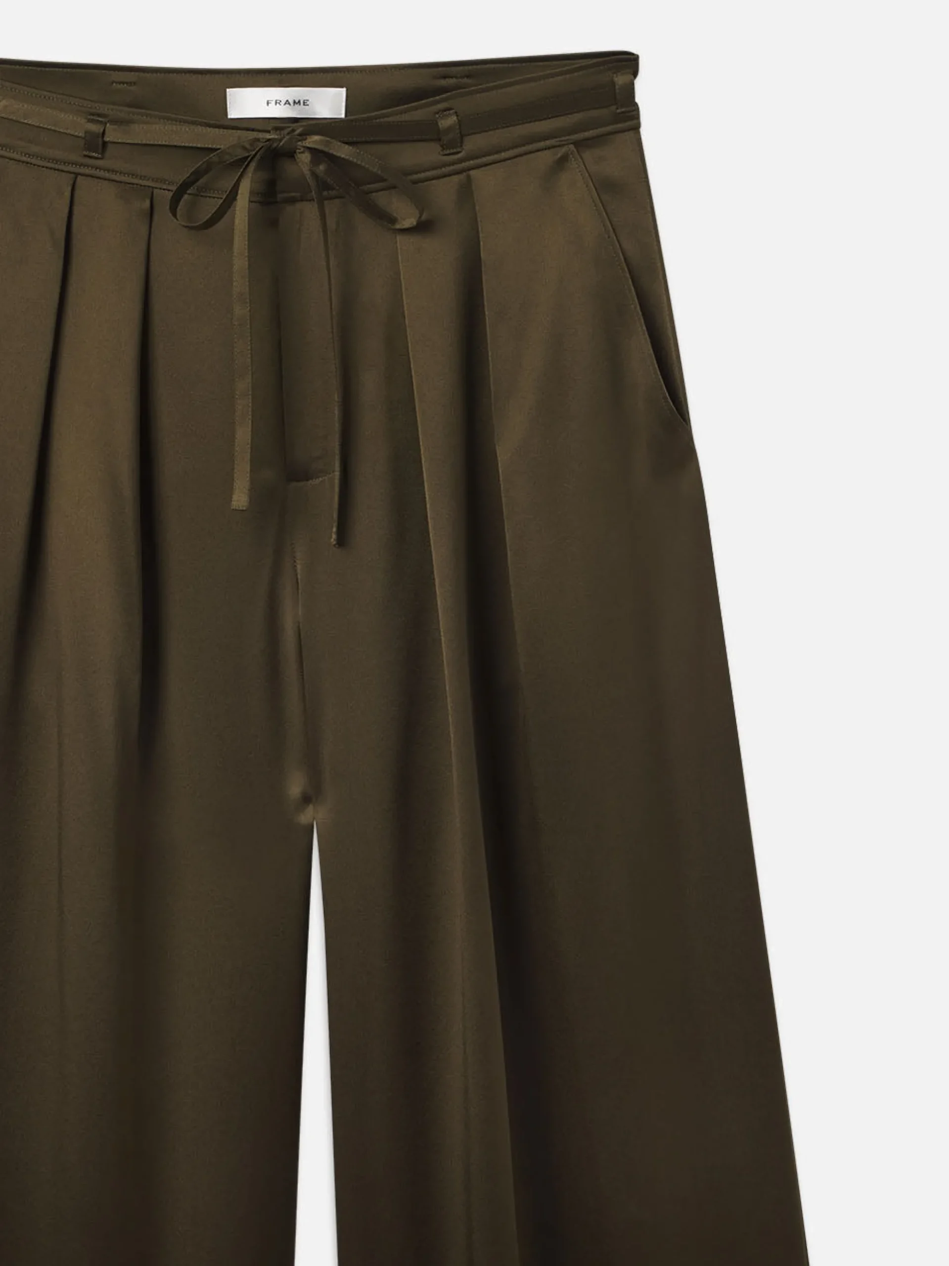 Long Silk Trouser in Rich Military