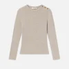 Long Sleeve Rib Button Crew in Oatmeal Heather