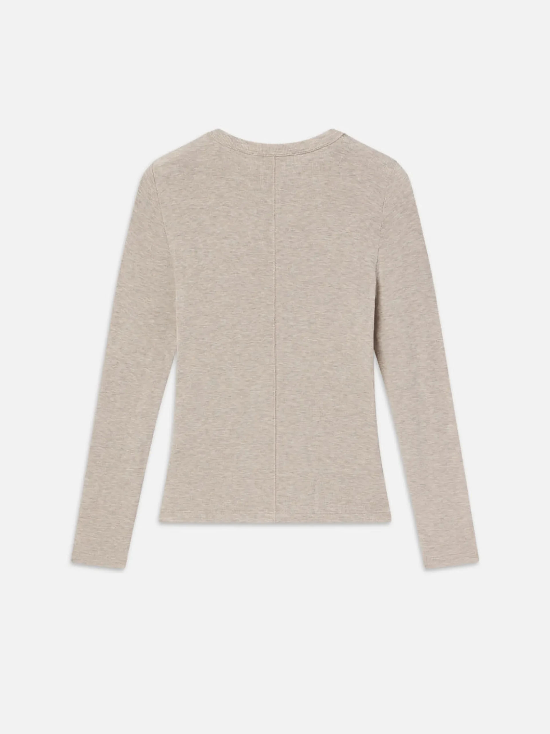 Long Sleeve Rib Button Crew in Oatmeal Heather