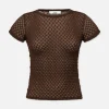 Mesh Lace Baby Tee in Chocolate Brown
