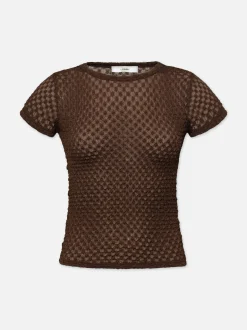 Mesh Lace Baby Tee in Chocolate Brown