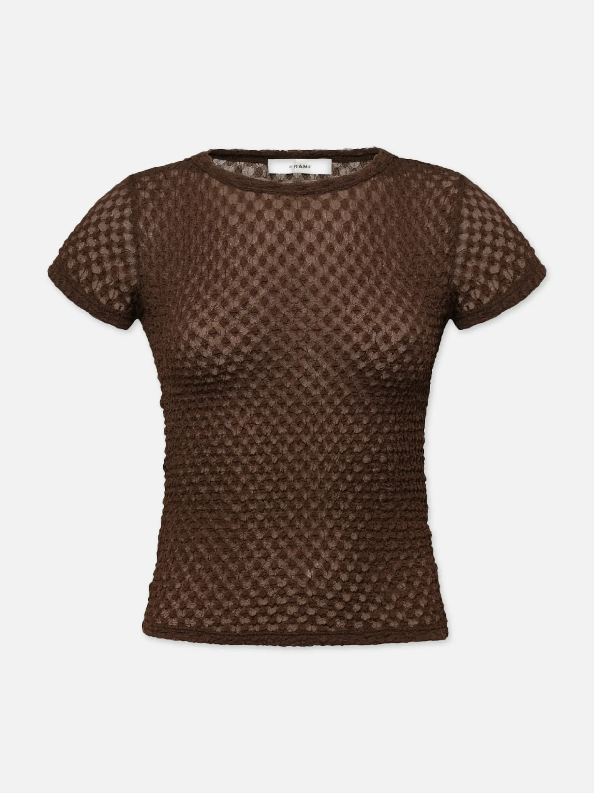 Mesh Lace Baby Tee in Chocolate Brown
