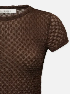 Mesh Lace Baby Tee in Chocolate Brown