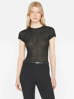 Mesh Lace Baby Tee in Noir