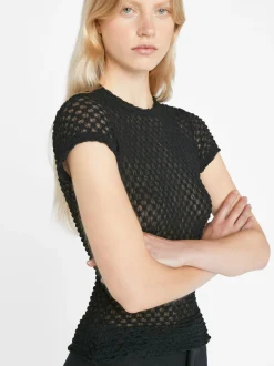 Mesh Lace Baby Tee in Noir