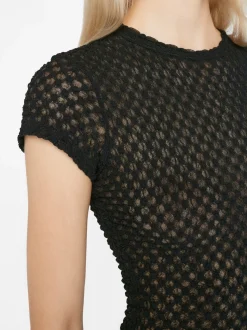Mesh Lace Baby Tee in Noir