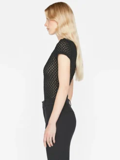 Mesh Lace Baby Tee in Noir