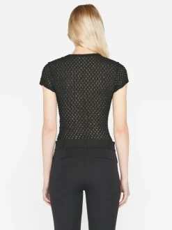Mesh Lace Baby Tee in Noir