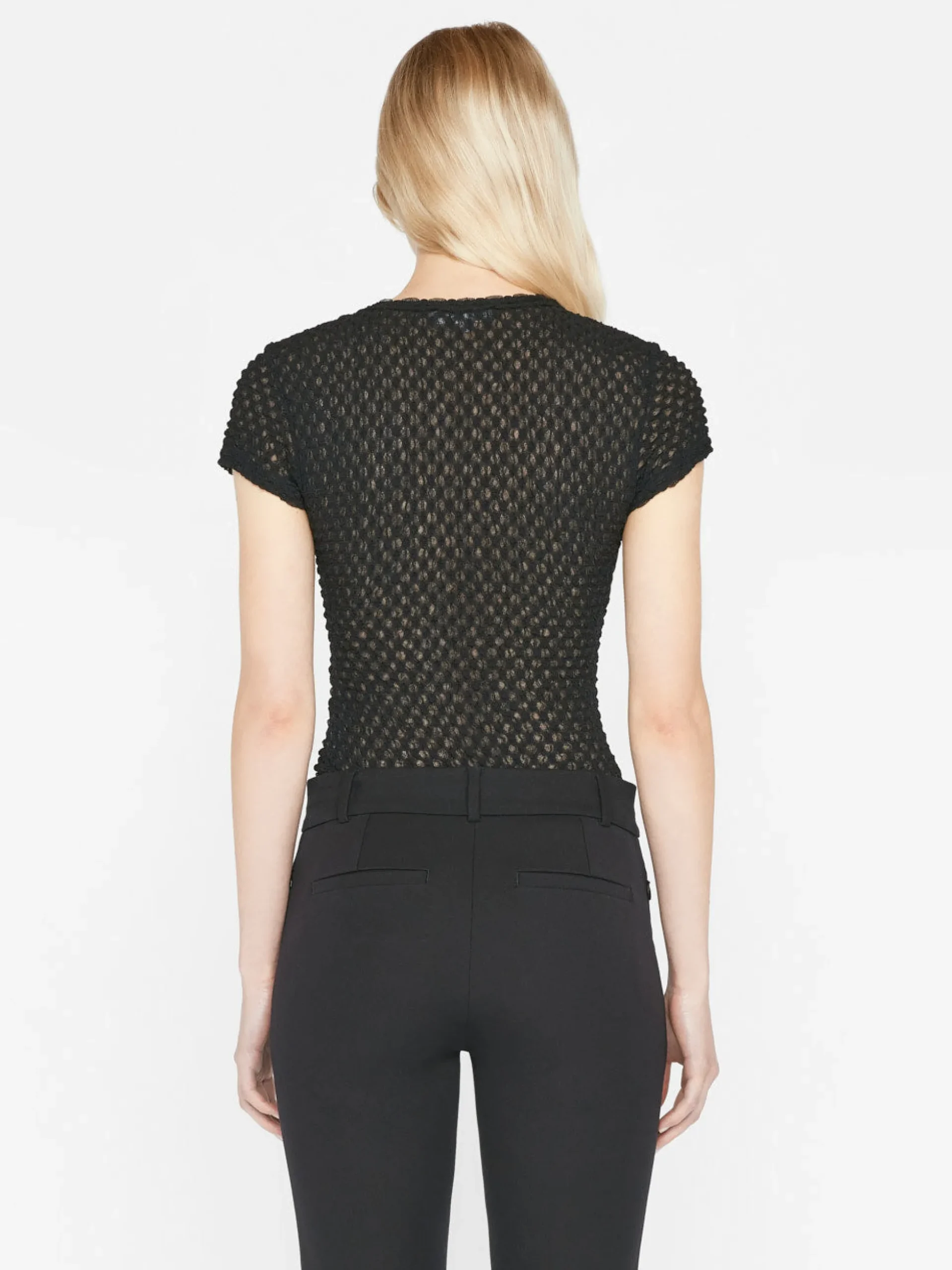 Mesh Lace Baby Tee in Noir