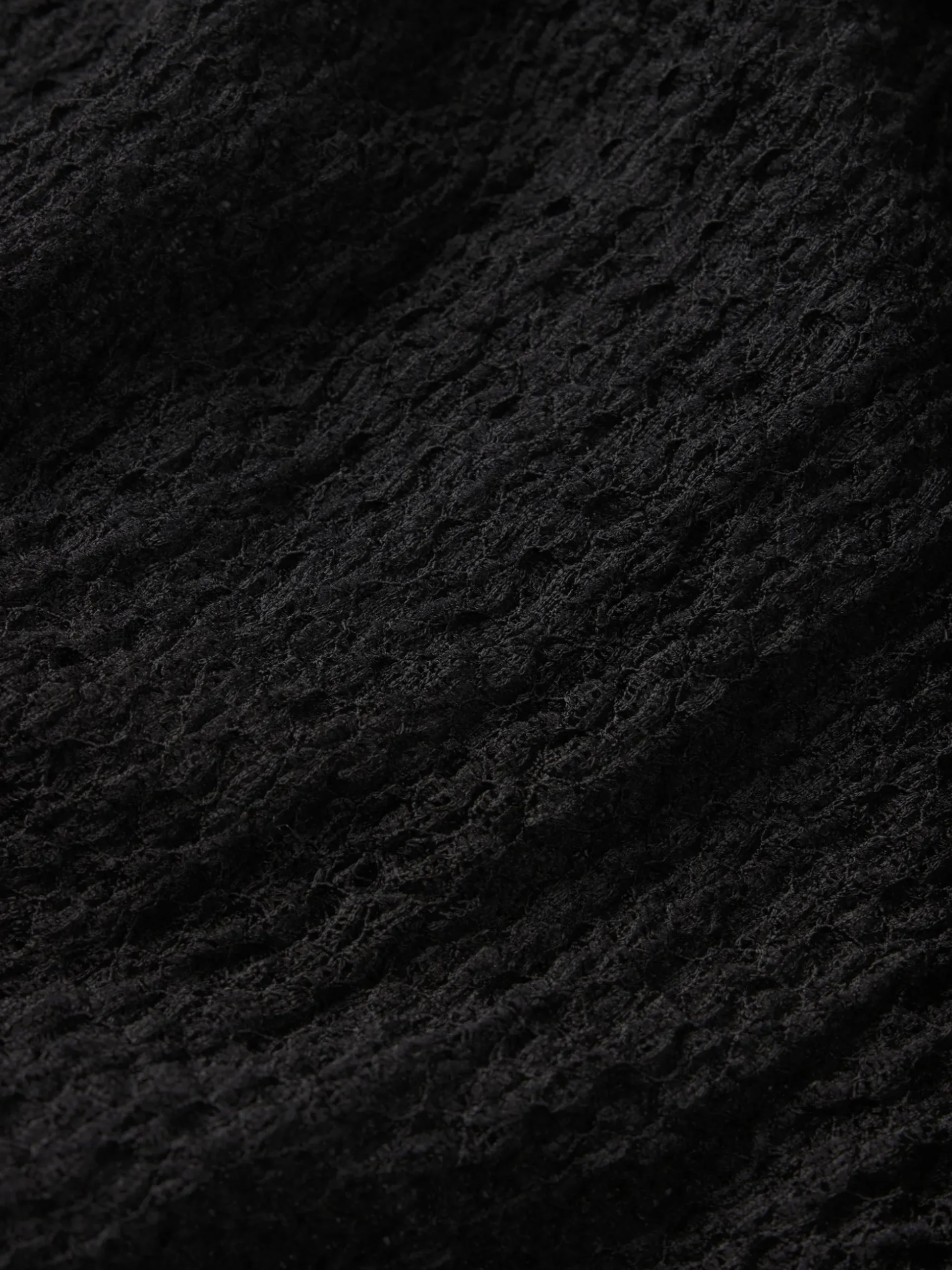 Mesh Lace Long Sleeve Polo in Black