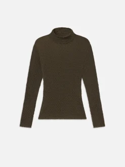 Mesh Lace Turtleneck in Rich Military
