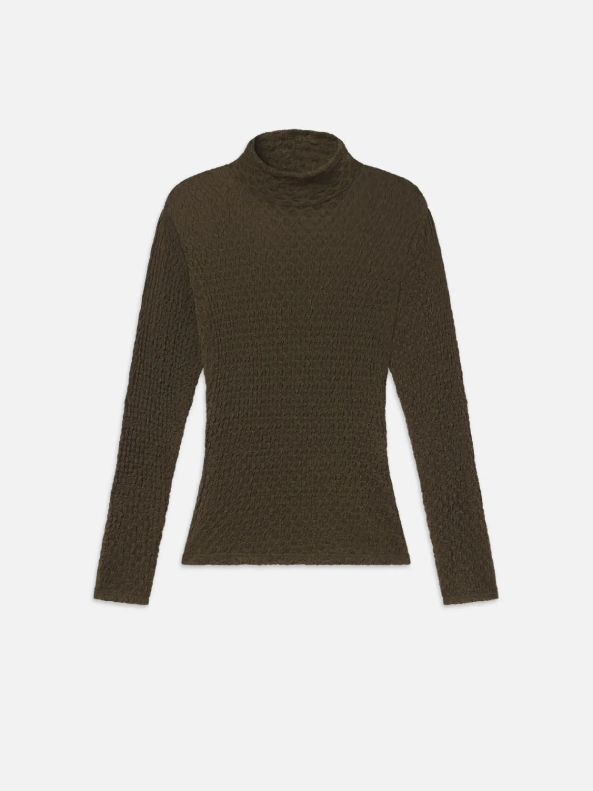 Mesh Lace Turtleneck in Rich Military