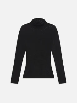 Mesh Lace Turtleneck in Noir
