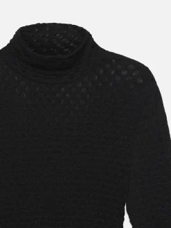 Mesh Lace Turtleneck in Noir