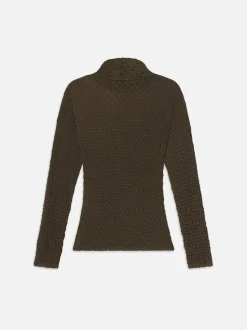 Mesh Lace Turtleneck in Rich Military