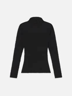 Mesh Lace Turtleneck in Noir