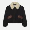 Mixed Leather Bomber in Black