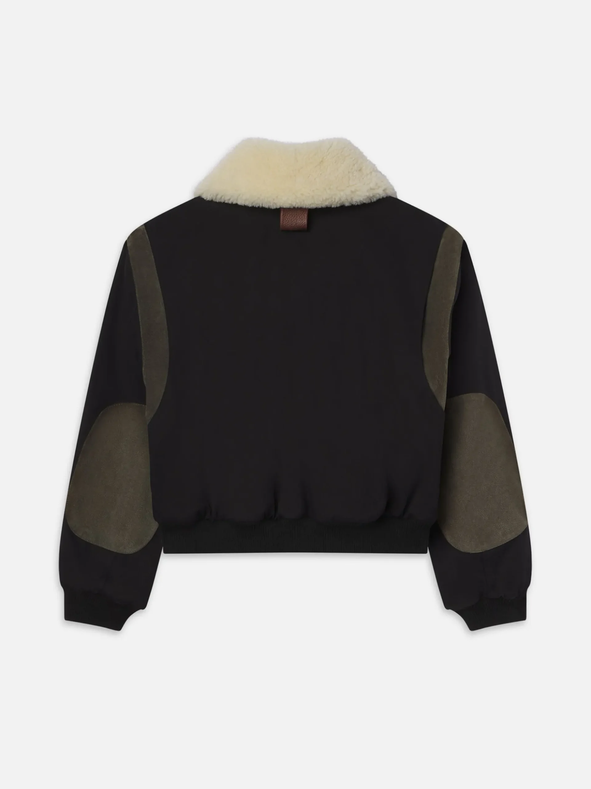 Mixed Leather Bomber in Black