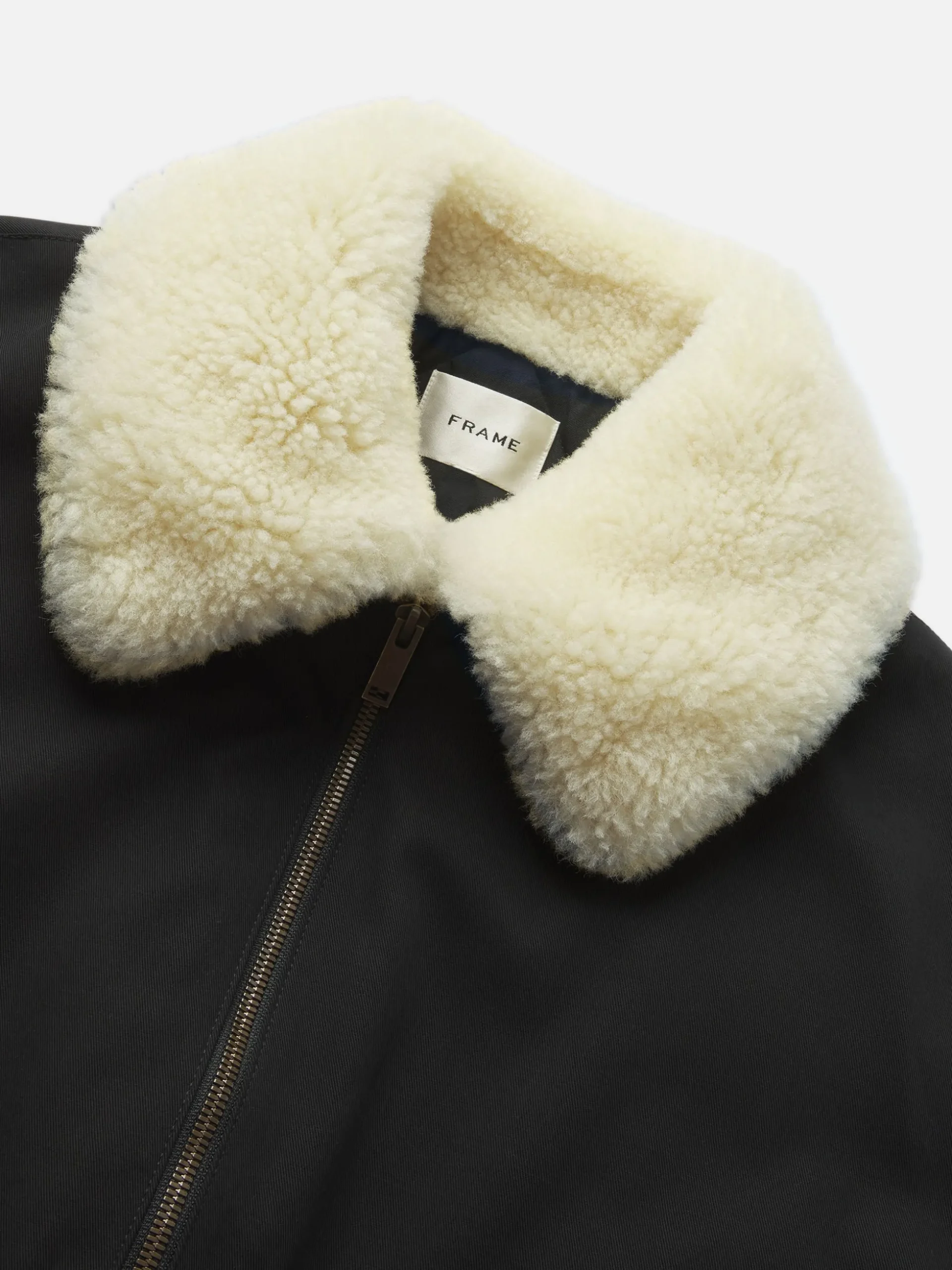 Mixed Leather Bomber in Black