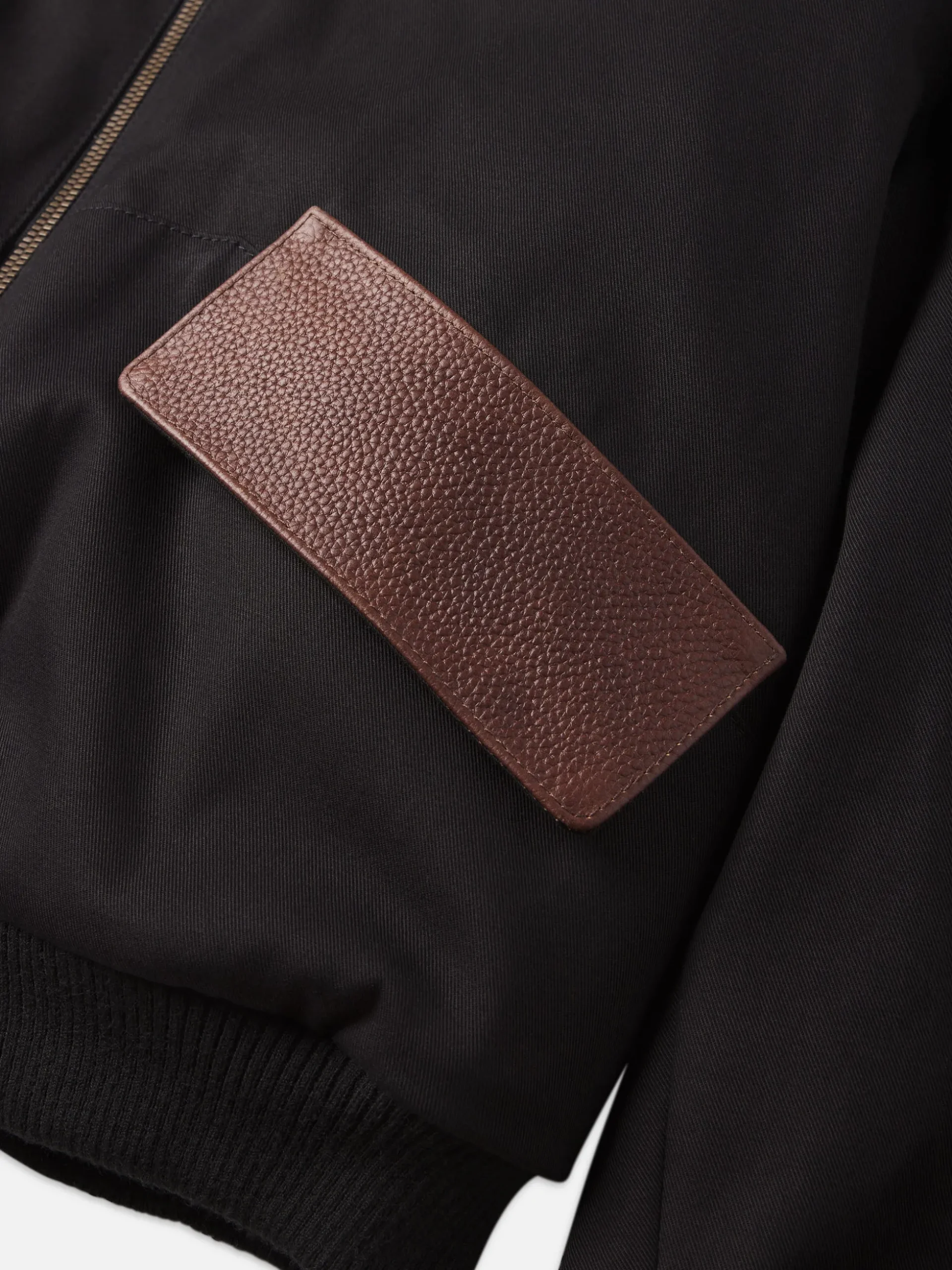 Mixed Leather Bomber in Black