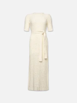 Mixed Stitch Sweater Dress in Cream