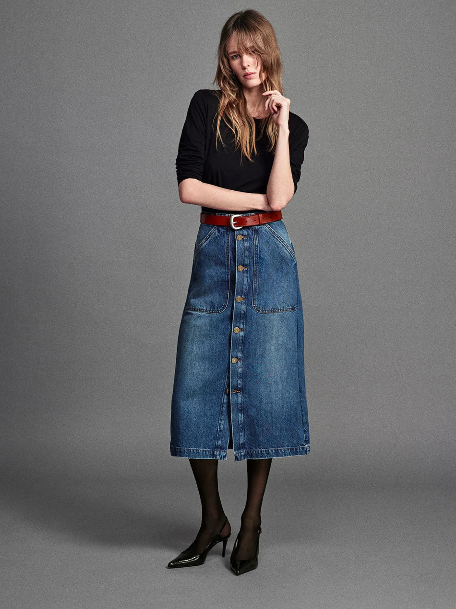 Modern Pocket Midi Skirt in October