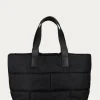 Nylon Quilted Plaque Tote in Noir