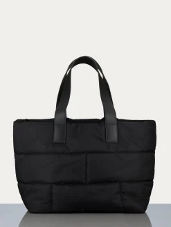 Nylon Quilted Plaque Tote in Noir