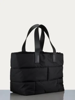 Nylon Quilted Plaque Tote in Noir