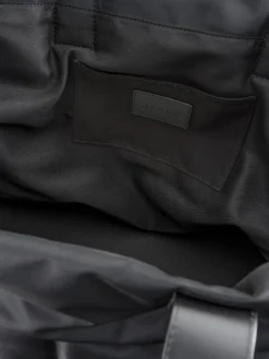 Nylon Quilted Plaque Tote in Noir