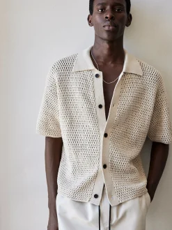 Open Weave Cardigan in Ecru