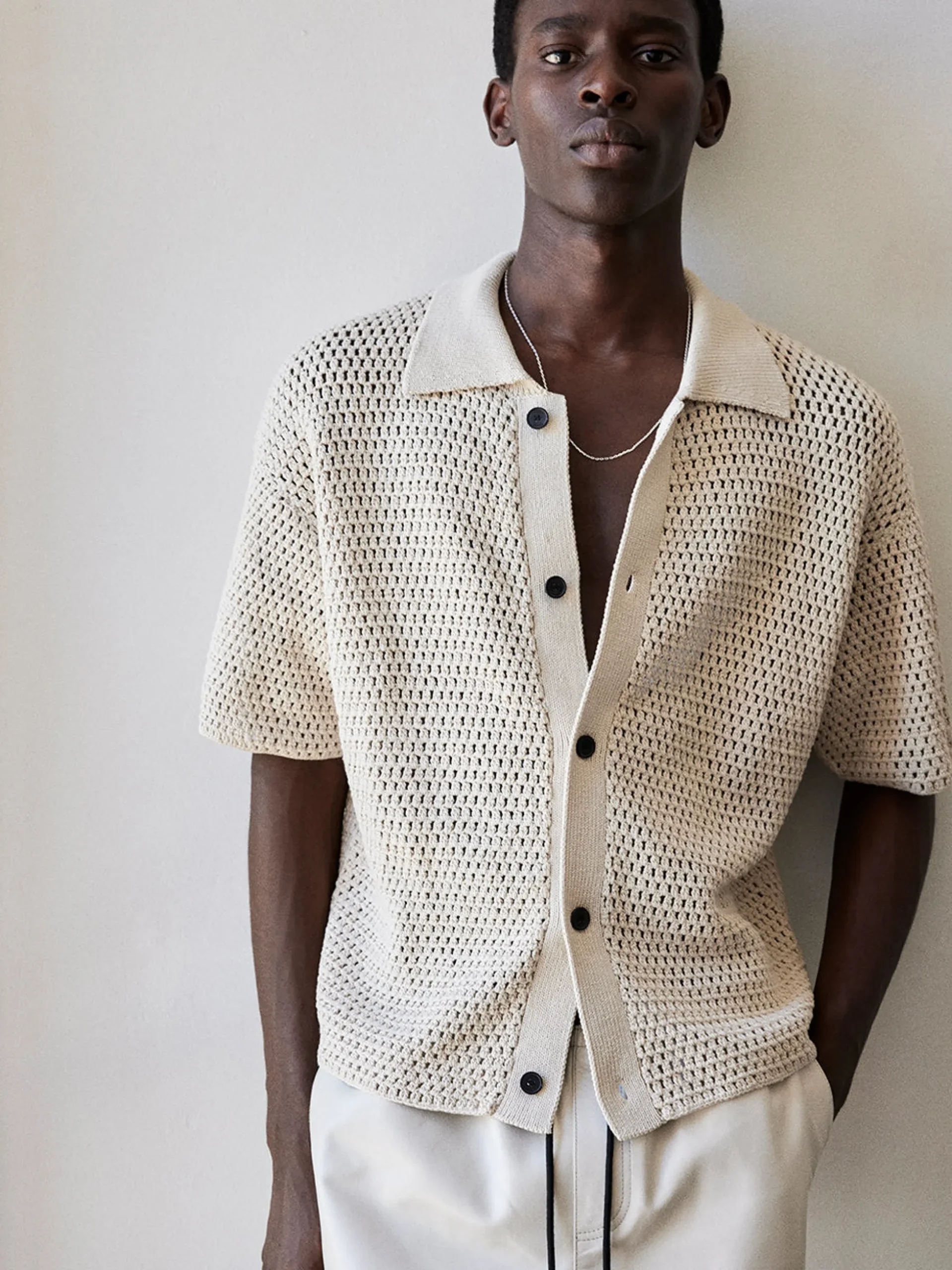 Open Weave Cardigan in Ecru
