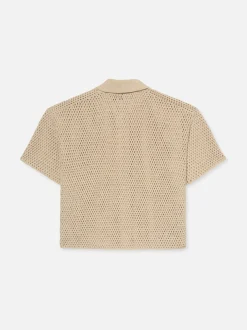 Open Weave Cardigan in Ecru