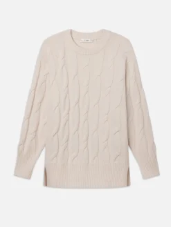 Oversized Cable Knit Sweater in Cream