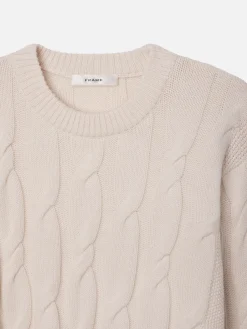 Oversized Cable Knit Sweater in Cream