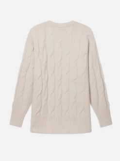 Oversized Cable Knit Sweater in Cream