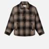Padded Plaid Shirt Jacket in Brown Plaid