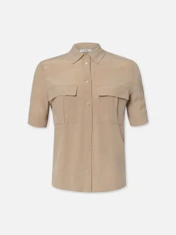 Patch Pocket Button Down in Khaki Tan
