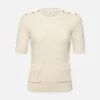 Patch Pocket Short Sleeve Sweater in Cream