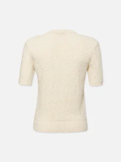 Patch Pocket Short Sleeve Sweater in Cream