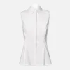 Pleated Sleeveless Shirt in White