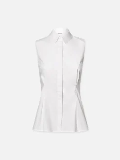 Pleated Sleeveless Shirt in White