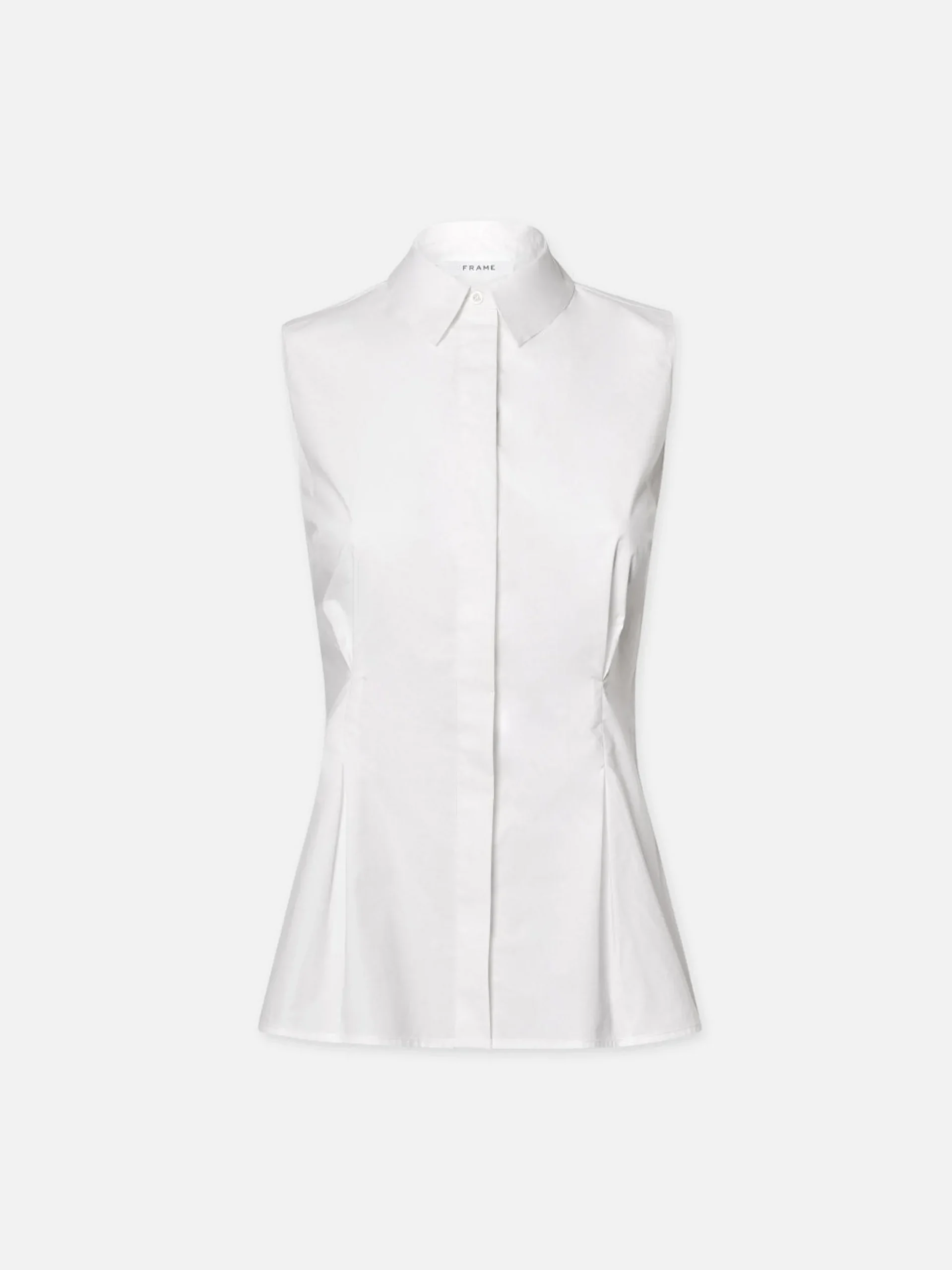 Pleated Sleeveless Shirt in White