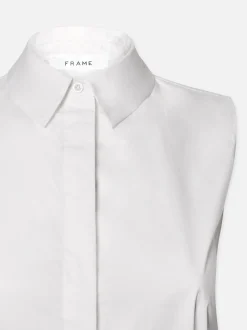 Pleated Sleeveless Shirt in White