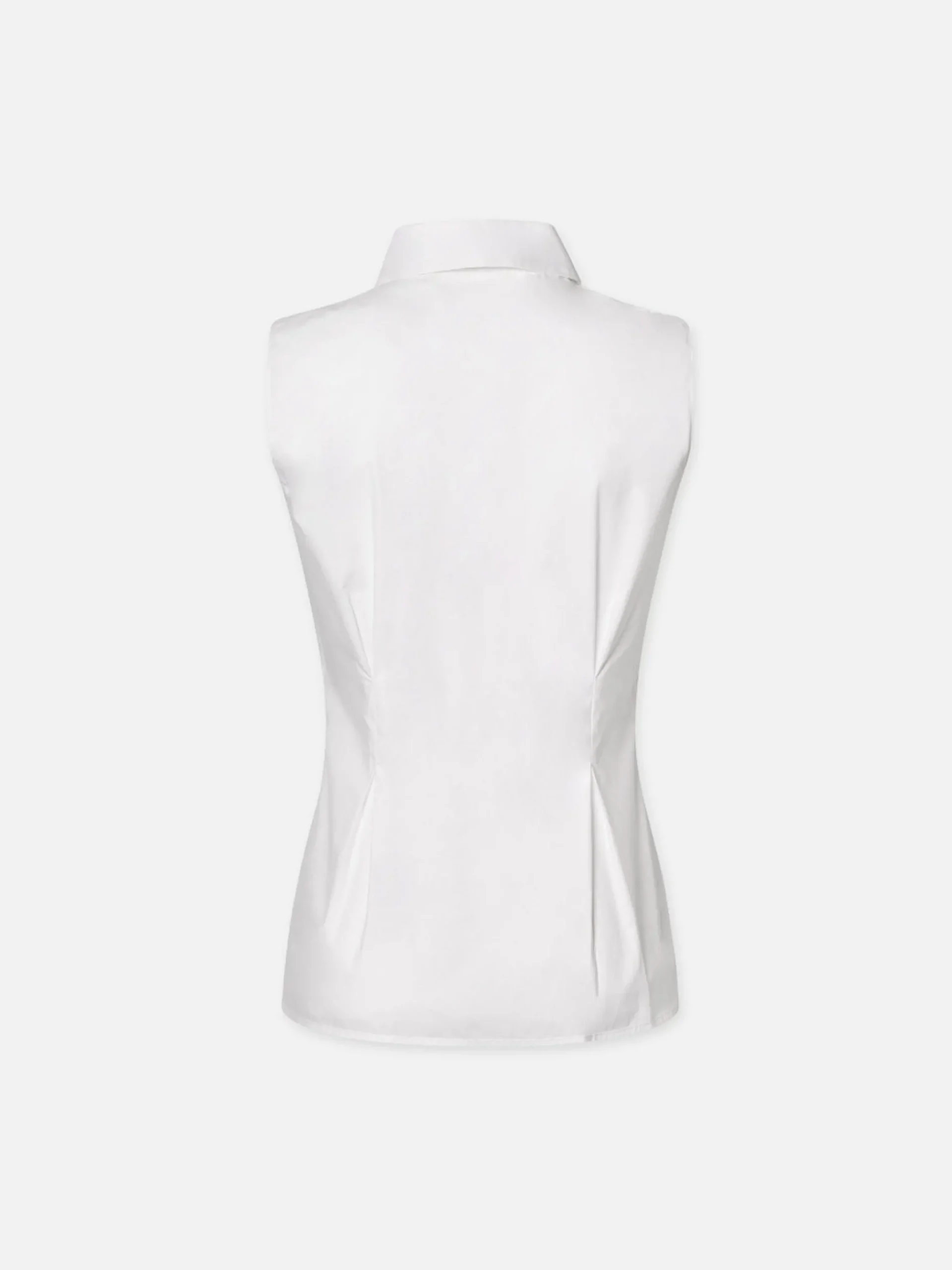 Pleated Sleeveless Shirt in White