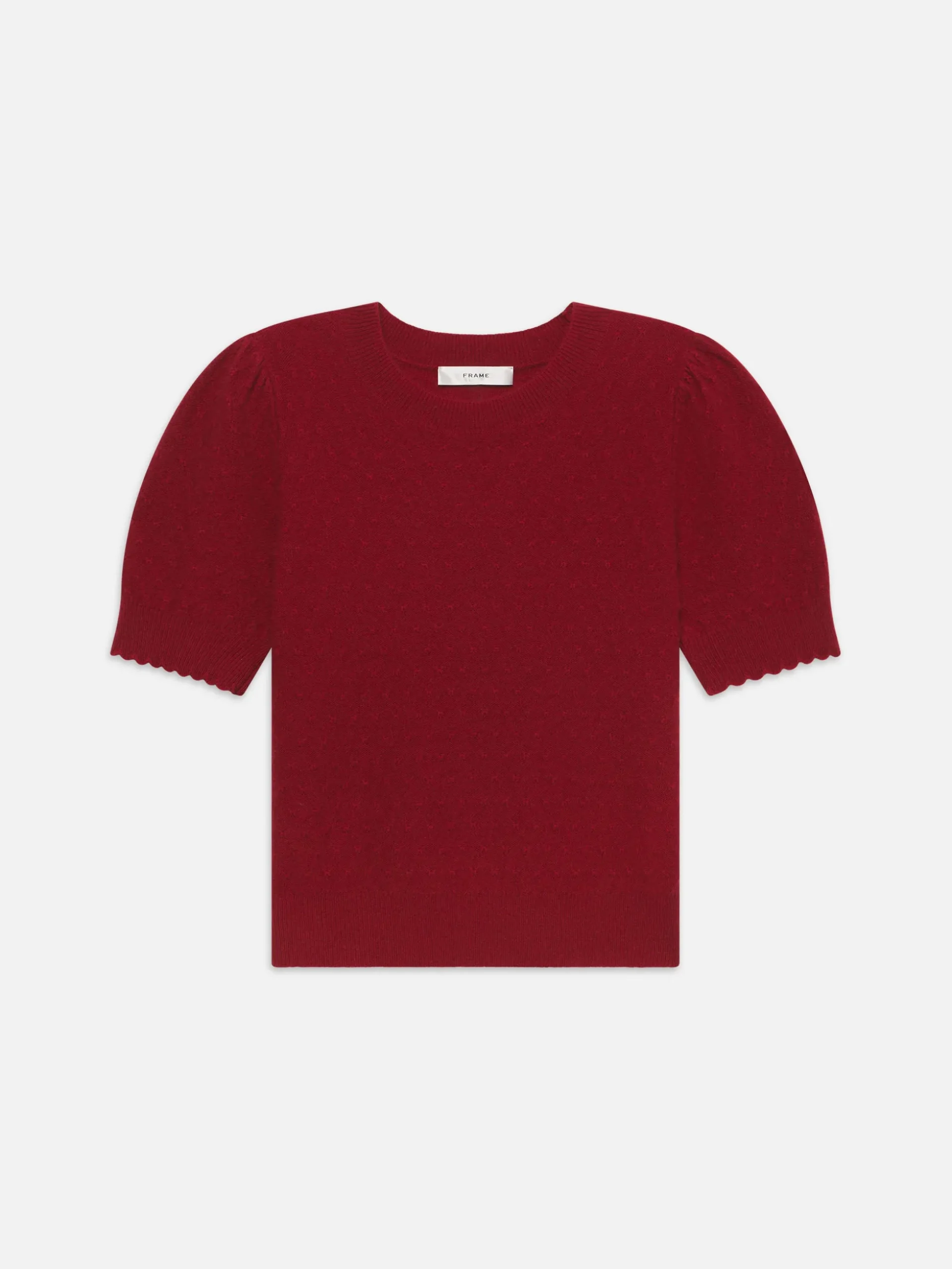 Pointelle Puff Sleeve Sweater in Paprika