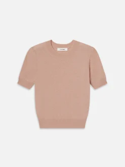 Pointelle Puff Sleeve Sweater in Peony