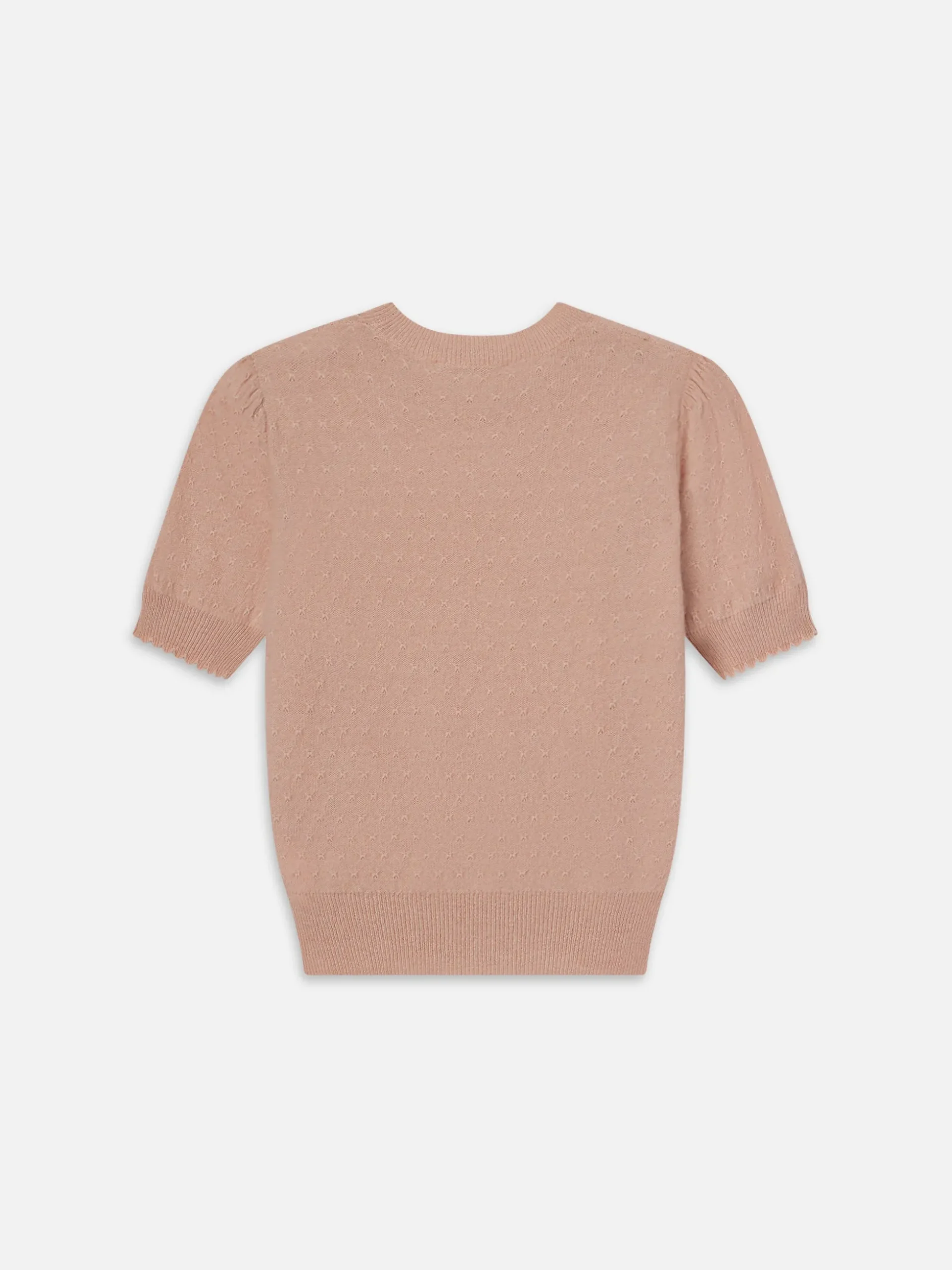 Pointelle Puff Sleeve Sweater in Peony