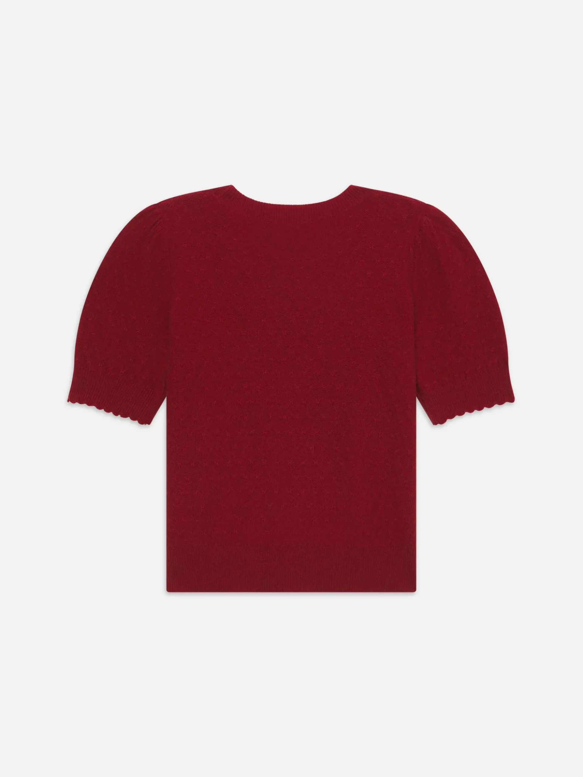 Pointelle Puff Sleeve Sweater in Paprika